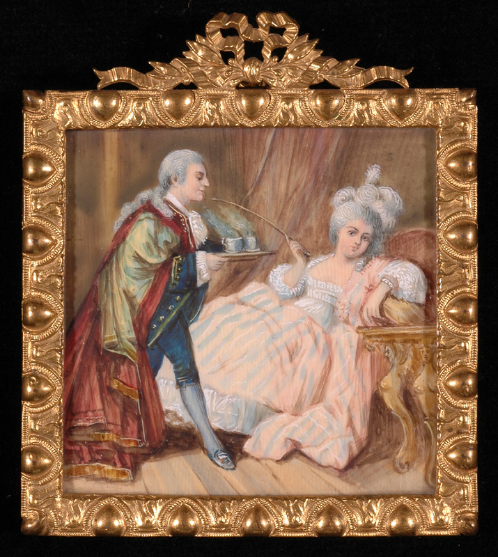 Unknown Artist - Rococo Scene, French Miniature On Ivory, 19th Century